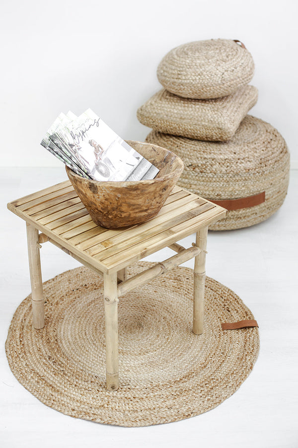 Jute rug round 120cm, natural