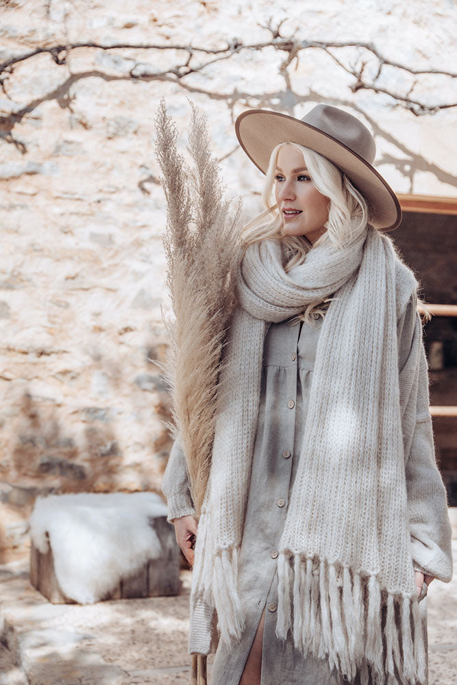 Muffy mohair scarf, beige