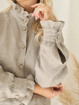 Ruffle linen shirt, natural