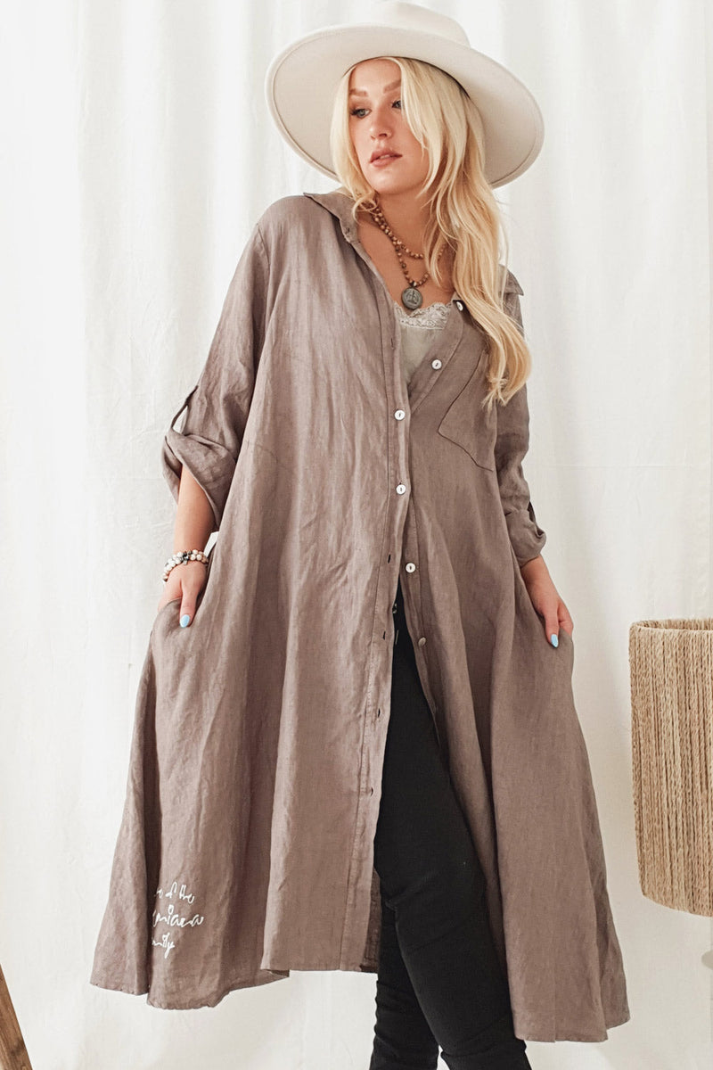Fool for love linen jacket, taupe