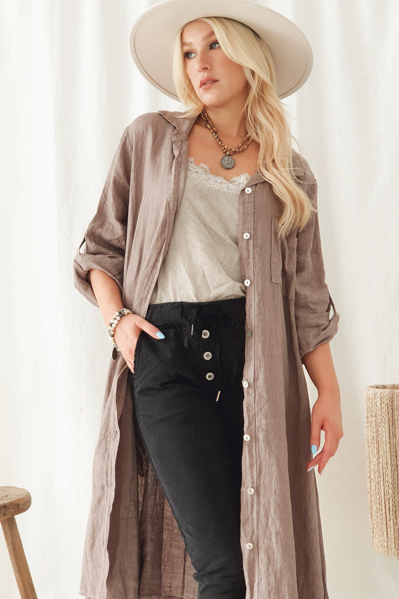 Fool for love linen jacket, taupe
